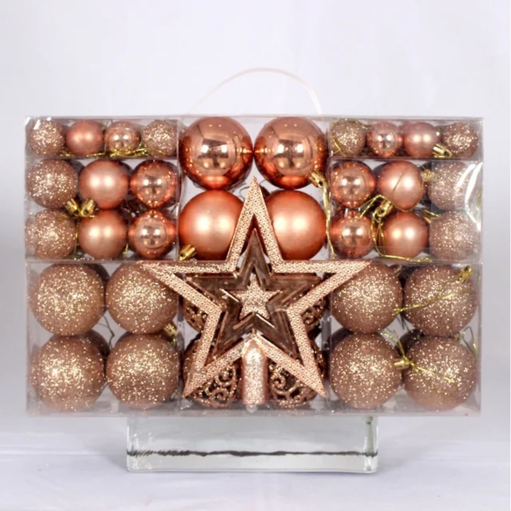 Rose Gold Holiday Ornament Set